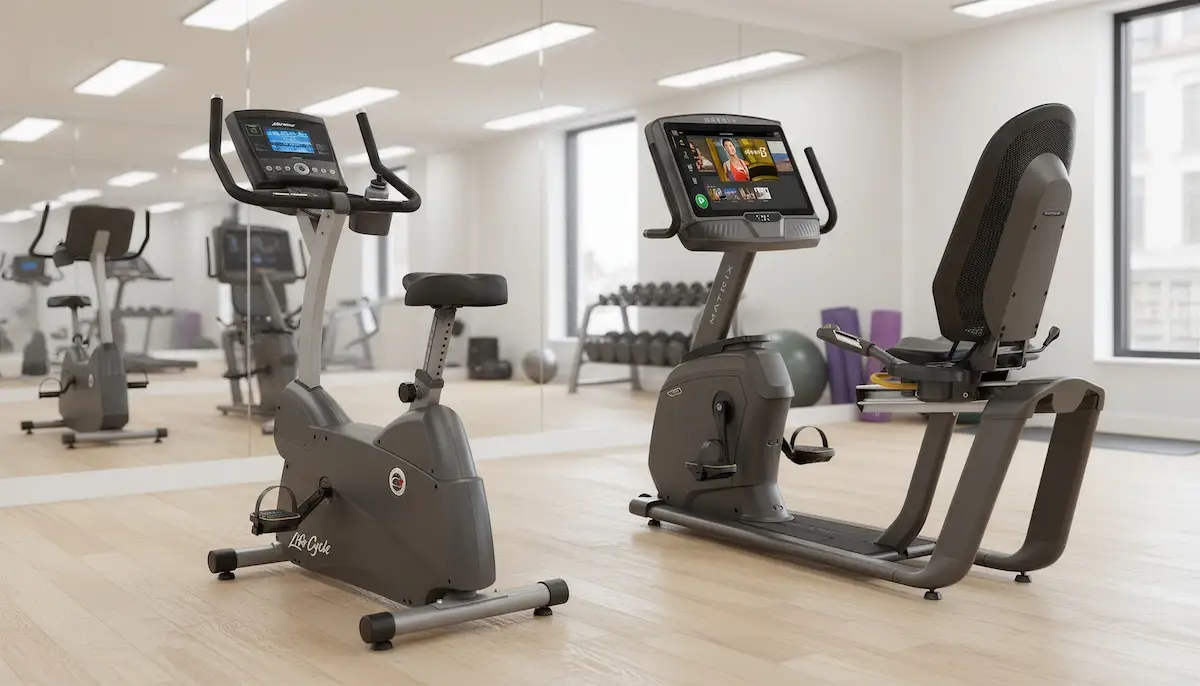 Dos bicicletas estáticas frente a un espejo